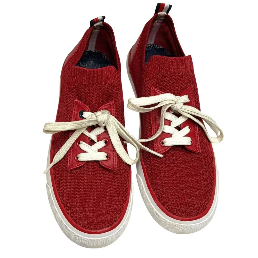 Tommy Hilfiger Gessie Sneaker Shoe Mesh Knit Slip On Women Red 7.5 - Picture 4 of 14